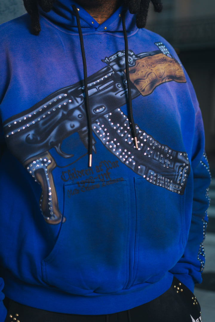 Blue Spray Round Hoodie