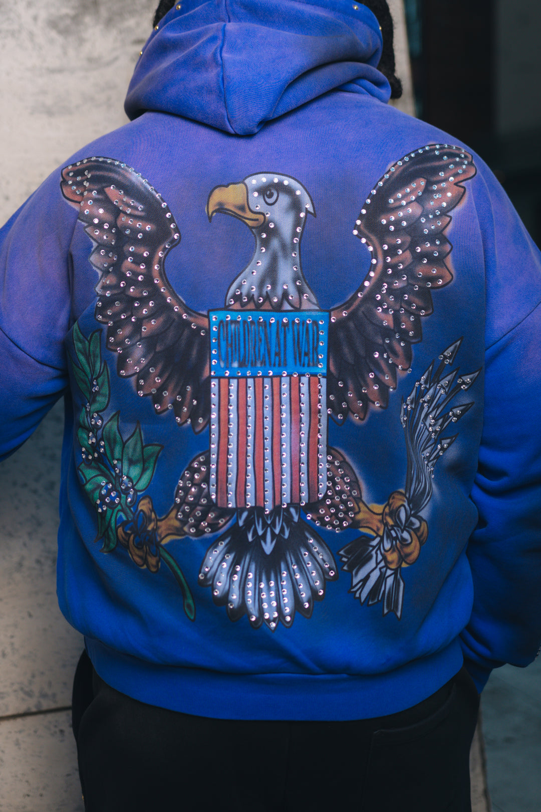 Blue Spray Round Hoodie