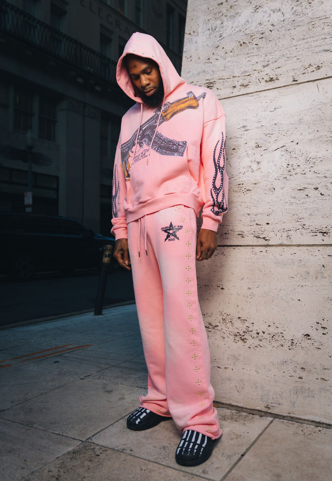 Pink Spray Round joggers