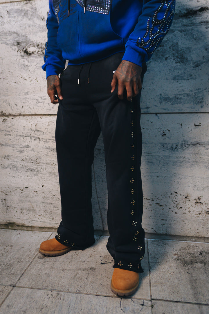 Black Spray Round Sweats