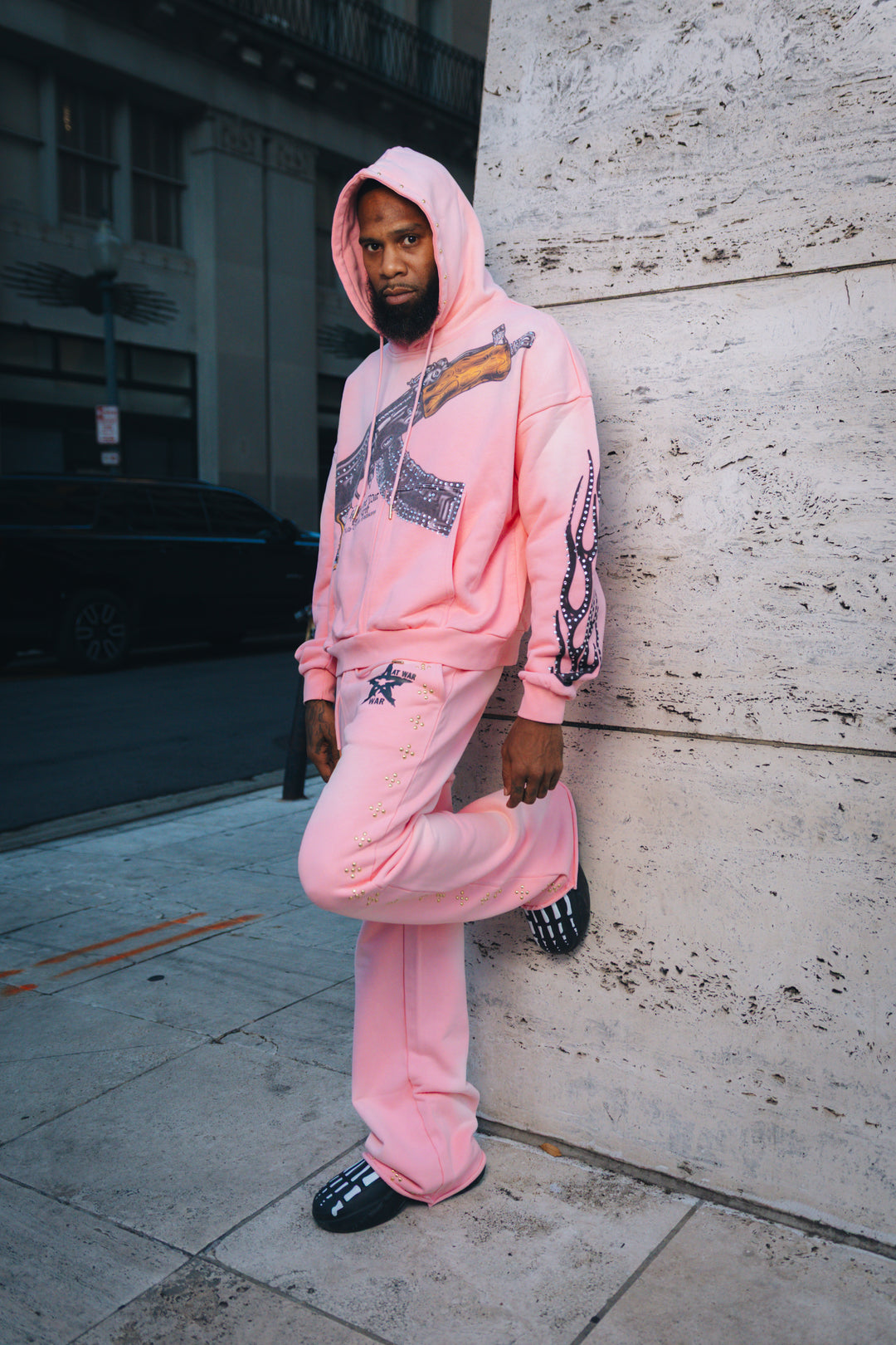 Pink Spray Round Hoodie
