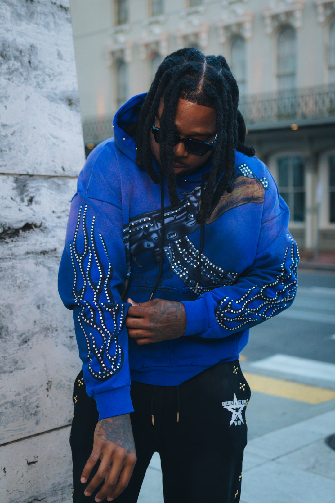 Blue Spray Round Hoodie