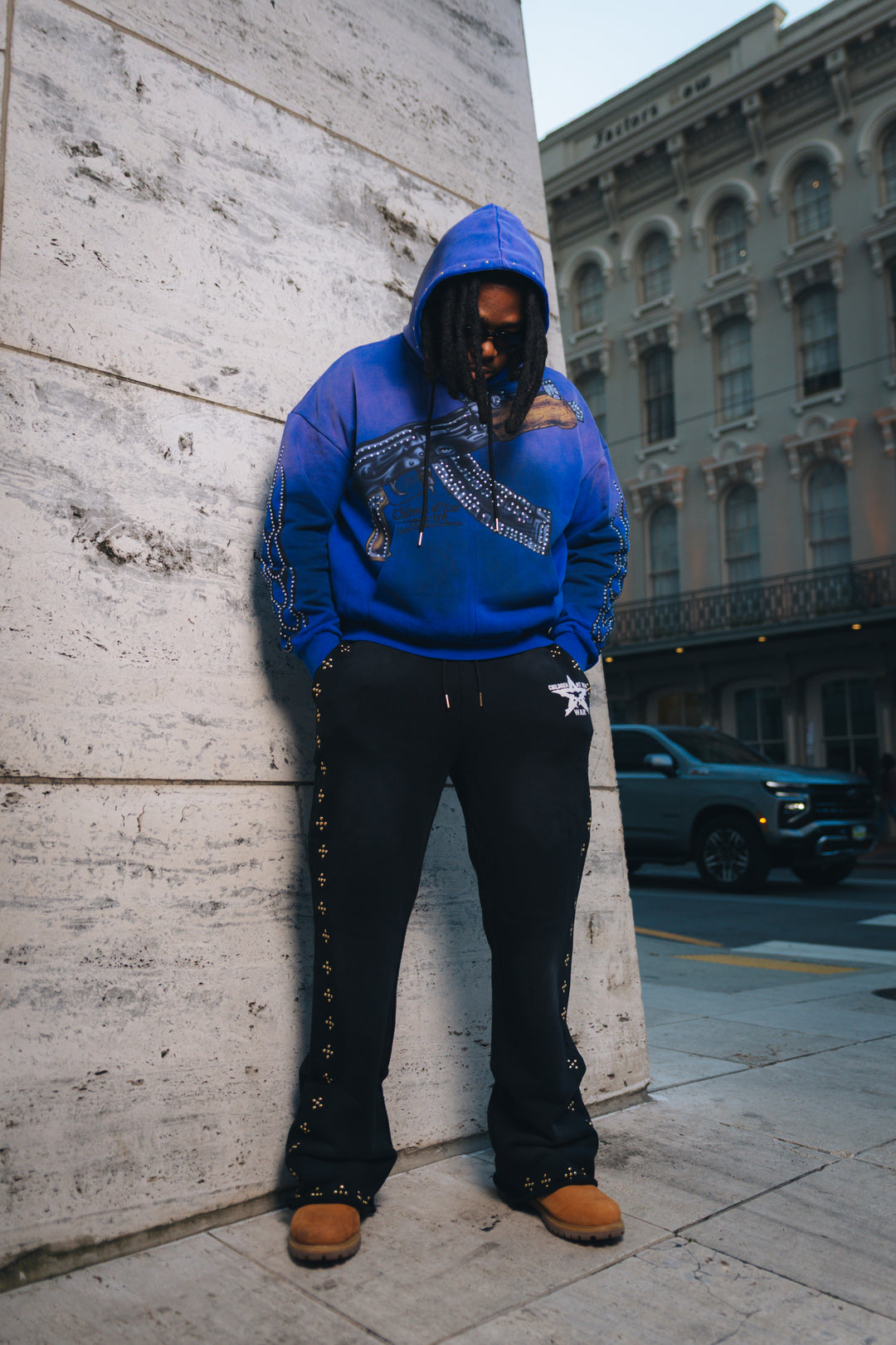 Blue Spray Round Hoodie