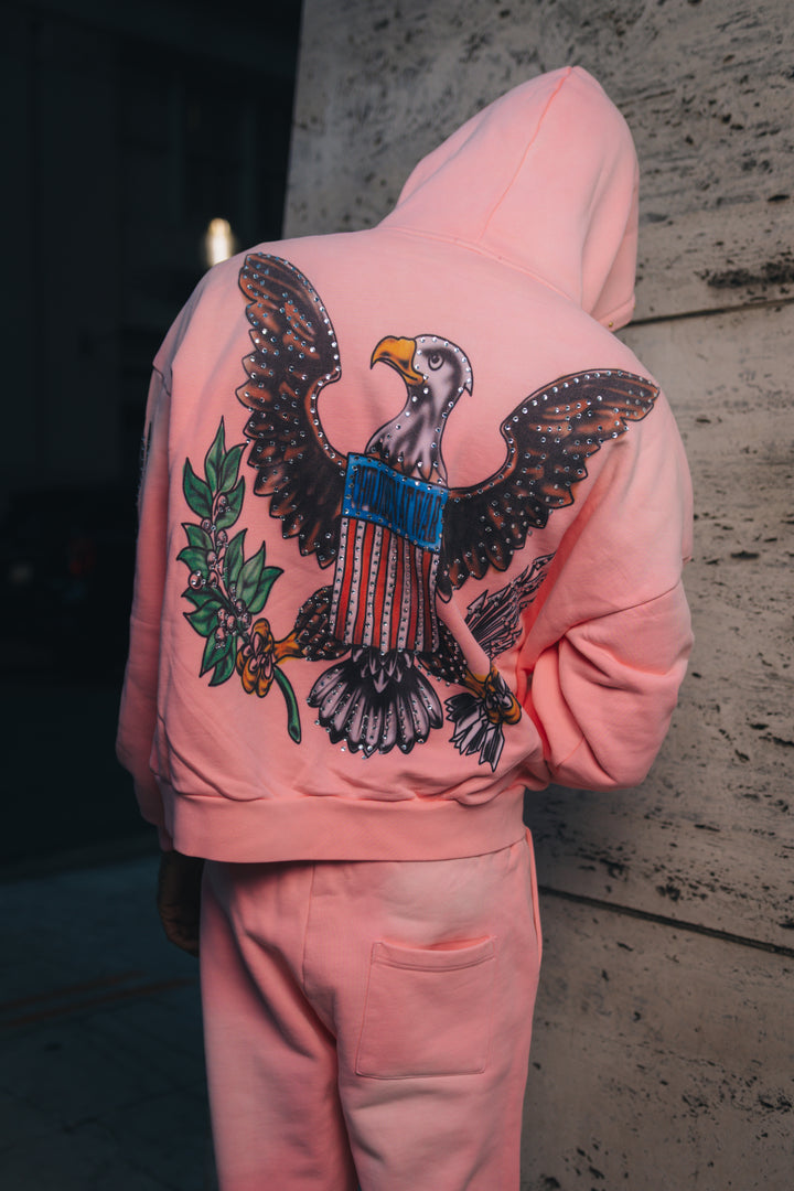 Pink Spray Round Hoodie